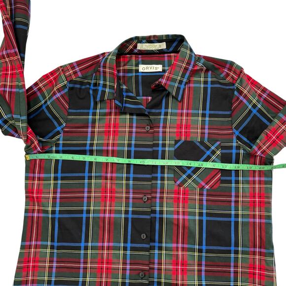 ORVIS Carefree Poplin Cotton Blend Button Up Shirt Size 10 Womens Tartan Plaid - Picture 8 of 9